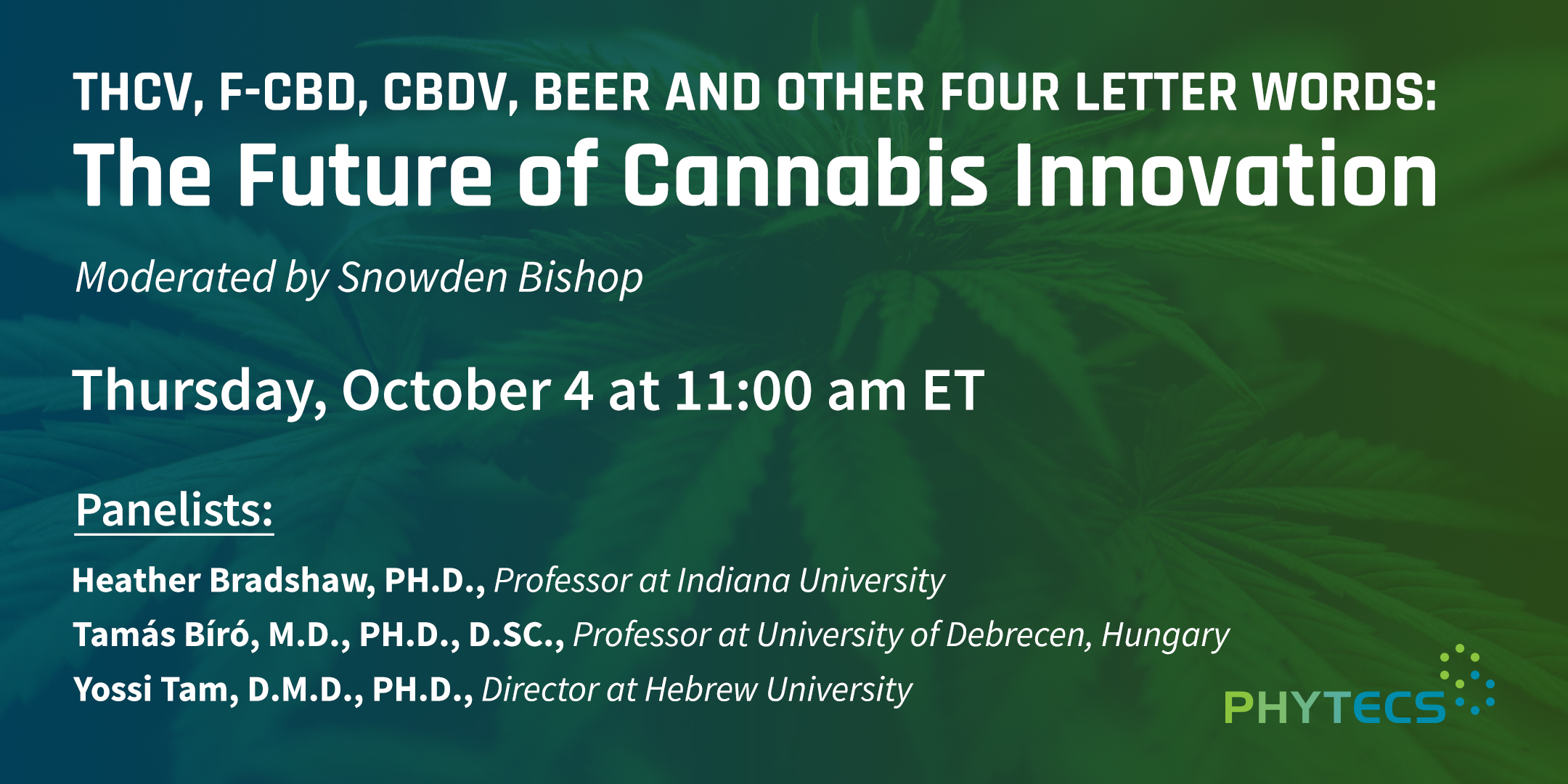 Phytecs presents The Future of Cannabis Webinar Oct 4 11 a.m. ET